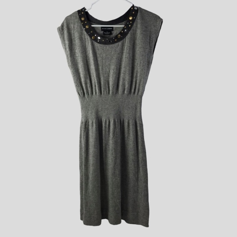 Sutton Cashmere 100% cashmere short sleeve studded Dress empire waist size M